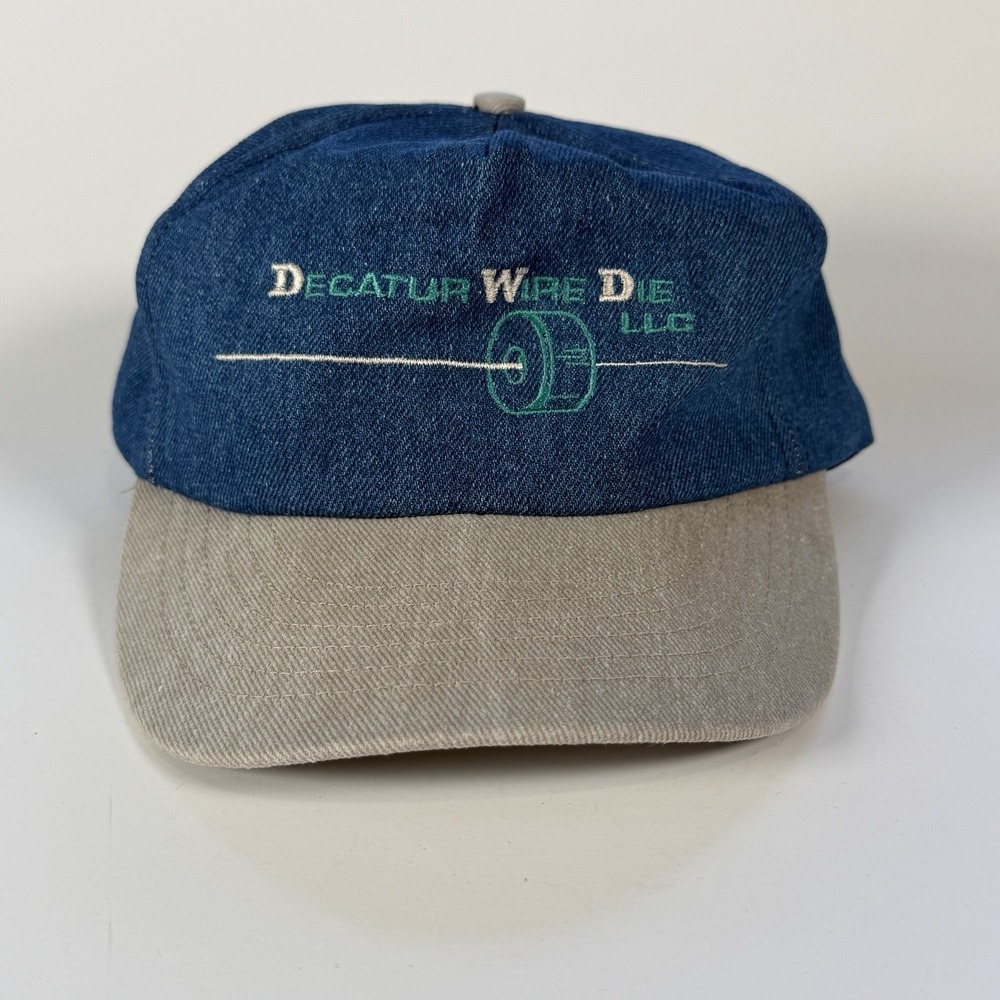 Vintage Cap America Denim Dad Hat Decatur Wire Die LLC Made in USA 90s Promo Cap - Picture 2 of 11